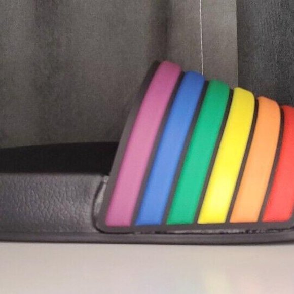 PRIDE SLIDES Slippers Rainbow LGBTQ Slip On XL 13 New! - Picture 7 of 7